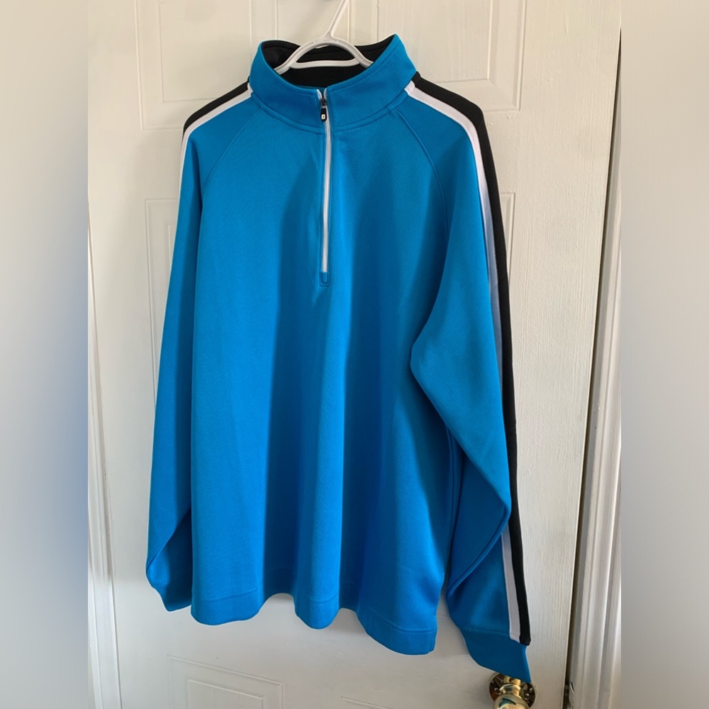 Footjoy Pullover Knit Sweater Long Sleeve Quarter Zip Blue / Black Size XL